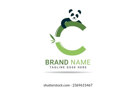 Initial C alphabet with bamboo panda. eco-friendly logo concept. Letter C alphabet symbol for business and company identity