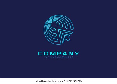 initial C Arrow Logo, blue linear line Letter C  and arrow combination, usable for business and technology logos, flat design logo template, vector illustration