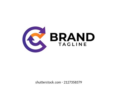 Initial C Arrow Logo. letter C with two arrow combination. usable for logistic, finance and company logos, vector illustration