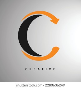 Initial C with arrow logo template design illustration.  Vector graphic design template element