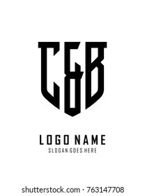 Initial C & B abstract shield logo template vector