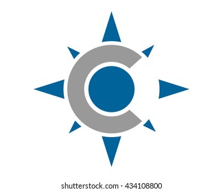 initial C blue compass image vector logo icon