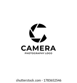 Initial C Camera and  Shutter Symbol  for Photography Design Logo template