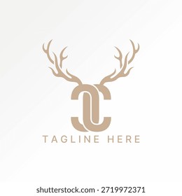 Initial C or CC font animal deer horns tattoo mascot adventure sport hunting logo design graphic concept creative premium vector stock image top sell