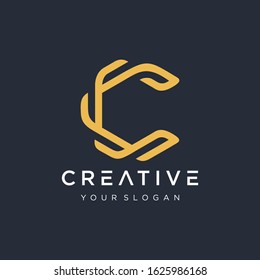 Initial C CC logo design modern monogram and elegant. logo the letter C in the form of abstract line art. overlapping lines symbol - VECTOR