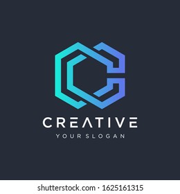 Initial C CC modern monogram and elegant logo design.  logo the letter C in the form of abstract line art. overlapping lines symbol - VECTOR