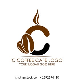 Initial C Coffee Cafe Equipment Simple and Minimalist Logo Template on White Background