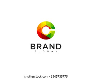 Initial C colorful geometric logo vector
