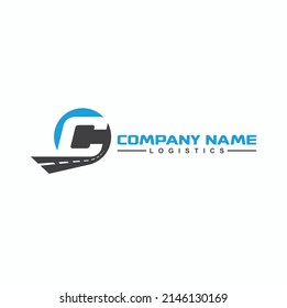 initial c combined with road icon, logo template for trucking company.