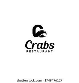 initial c for crabs restaurant logo vector