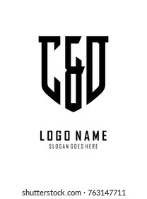 Initial C & D abstract shield logo template vector