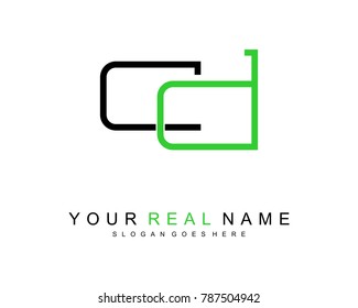Initial C & D minimalist logo template vector