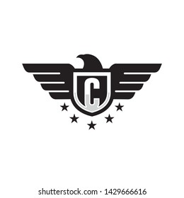 Initial C eagle shield logo template vector