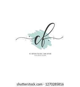 Initial C F CF handwriting logo vector. Letter handwritten logo template.