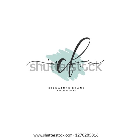 Initial C F CF handwriting logo vector. Letter handwritten logo template.