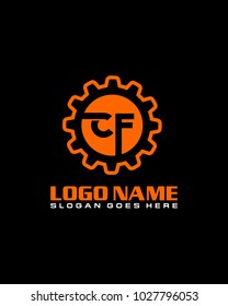 Initial C & F gear logo template vector