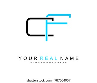 Initial C & F minimalist logo template vector