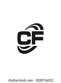 initial C F swoosh ring company logo black