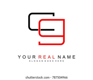 Initial C & G minimalist logo template vector