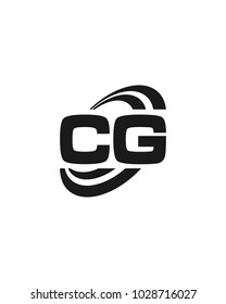 initial C G swoosh ring company logo black
