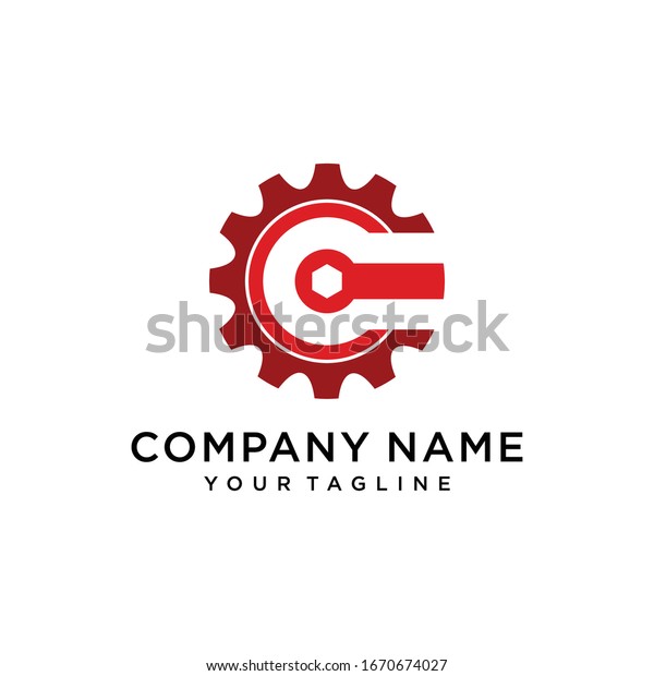 Initial C Gear Logo Template Vector Stock Vector Royalty Free