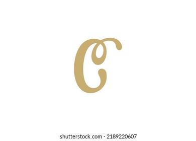 Ursprüngliches, handgeschriebenes, C-goldenes Monogramm-Logo, Vektorgrafik