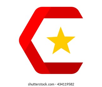 initial C hexagon alphabet typography uppercase capital letter image vector icon