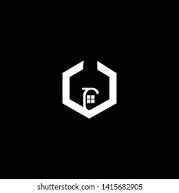 Initial C Home Logo design. Real estate business logo in black background