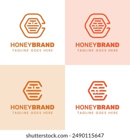 Initial C Honey Logo Set, Perfect for Beekeeping and Honey Producers