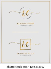 Initial I C IC handwriting logo vector. Letter handwritten logo template.
