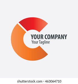 Initial C Isolated Letter Logo Green Red