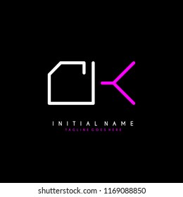 Initial C K minimalist modern logo identity vector