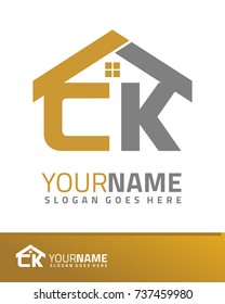 Initial C & K real estate logo template vector