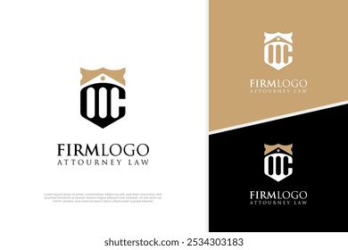 Projeto inicial do logotipo do advogado C, emblema jurídico da justiça Modelo de design do logotipo da firma de advocacia