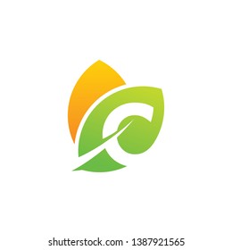 Initial C Leaf Logo - Vector logo template