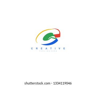 Initial C Letter 3D Trendy Color Logo Design