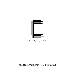 Initial C Letter Abstract Shape Equalizer Building Monogram Logotype