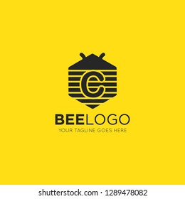 initial c letter bee logo vector illustration design template