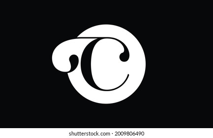 Initial C letter Black Color With White Background Logo Design vector Template. Calligraphy Letter C Logo Design