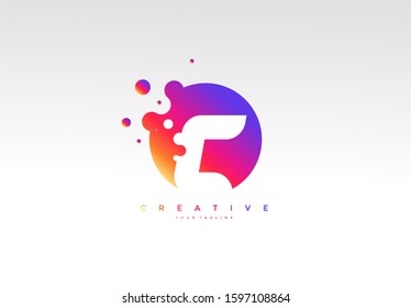 Initial C Letter Colorful Rounded Dots Shape Logotype Font