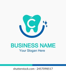 Initial C Letter for Dentist or Dental Clinic Modern Logo Idea. Dental Care, Teeth Care, Orthodontic, Dentistry Logo Concept