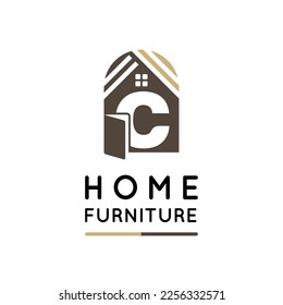 Letra inicial C para decoración casera, mobiliario, diseño, artesanía de madera, plantilla de diseño de logotipo interior