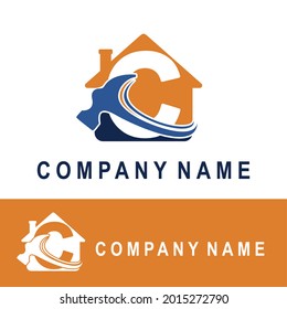 Initial C Letter with House and Hammer Icon for Construction Contractor Rebuild Repair Maintenance Home Service Company Logo Concept Idea