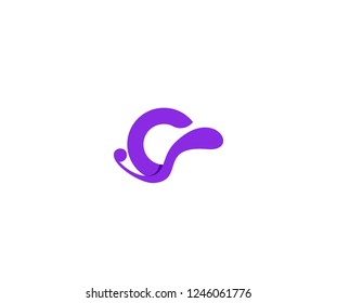 Initial C Letter Isolated Abstract Swoosh Liquid Proton Purple Color Design Logo
