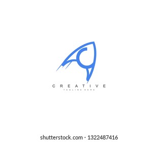 initial C letter linked arrow play fast logo