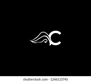 Initial C Letter Linked Monogram Tribal Wings Logotype