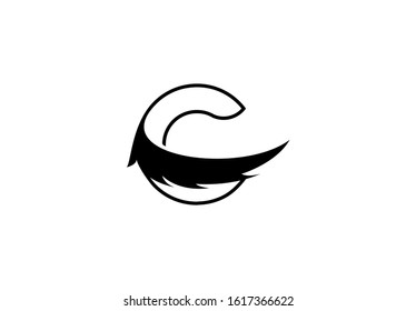 Initial C letter linked swoosh angel wing beauty monogram logo