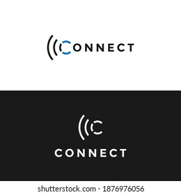 initial C letter logo. the concept of wireless wifi signal waves.