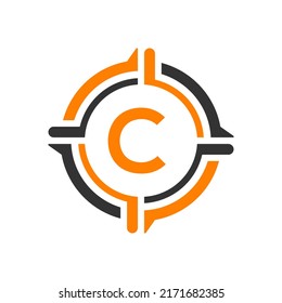 Plantilla vectorial de diseño de logotipo de letra C inicial. Diseño del logotipo de la carta abstracta C