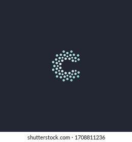 initial C letter logo dots gathering design